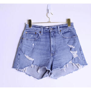 AF Blue Denim High Waist Distressed Shorts - 28 / 6